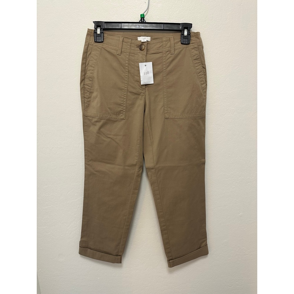 J Jill Petite Capris Pants, NWT, Womens 2P Khaki Crop Cuffed‎ Stretch